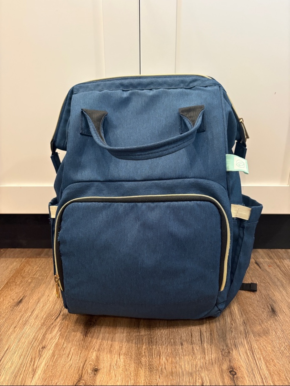 Navy Blue Structured Backpack Tote